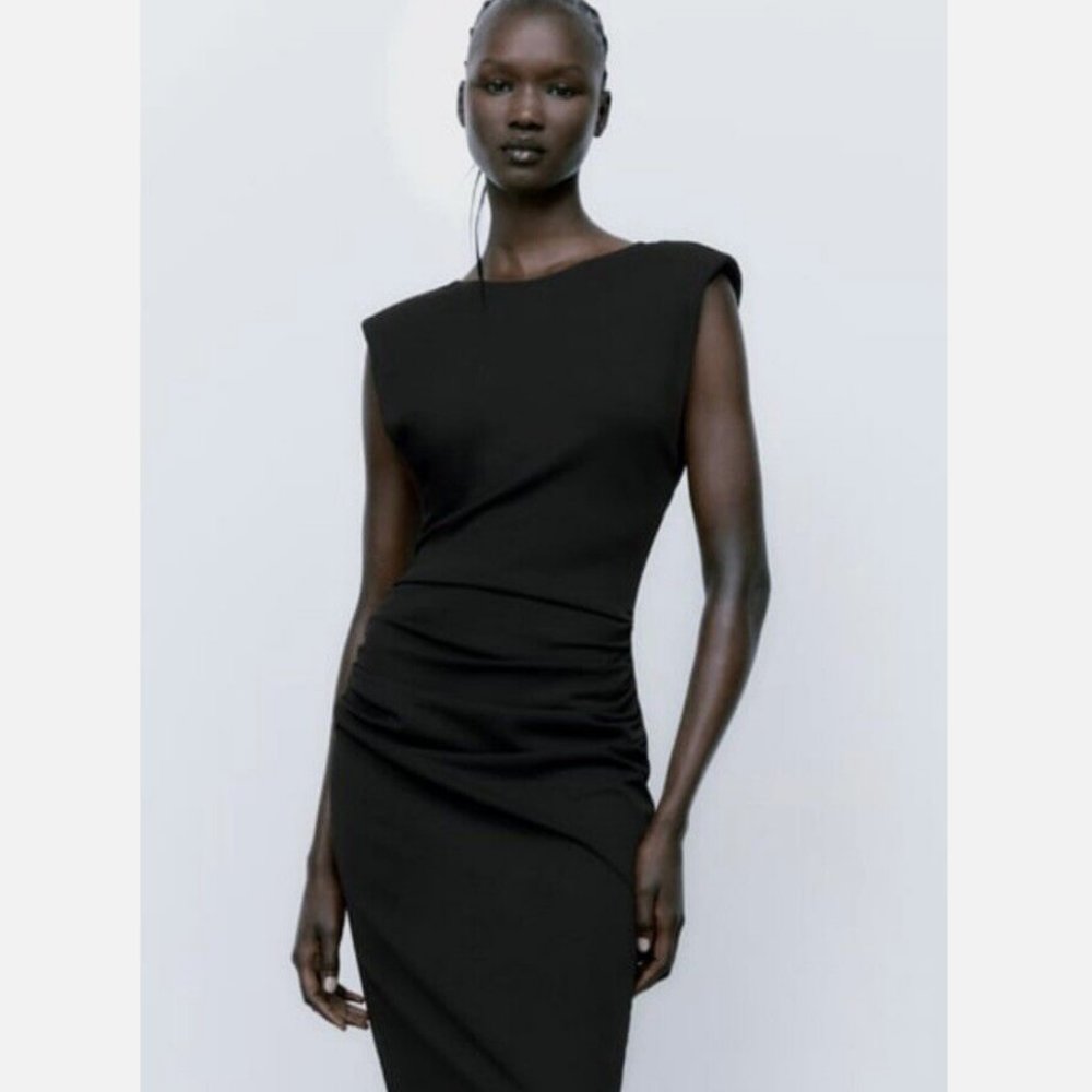 Gorgeous Zara ruched dress with deep v back